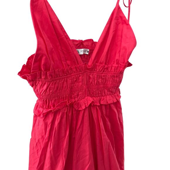 Zara Ruffled Babydoll Scrunched V-Neck Mini Dress Fuchsia Pink Size XS - Picture 5 of 11